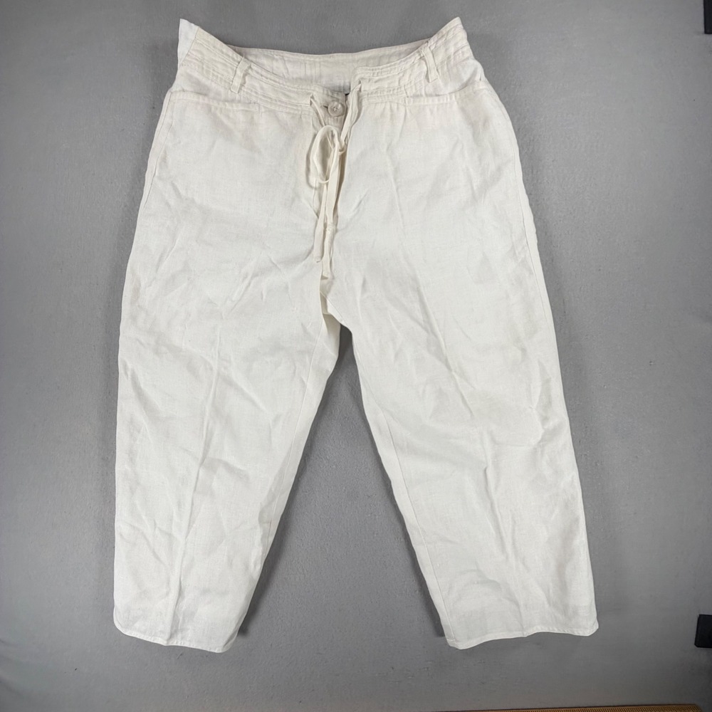 Relativity Women's Size 12 White Drawstring Capri Pants Cropped Casual Pull On